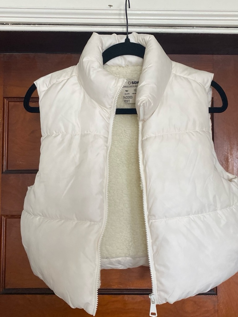 Ci Sono Cream Puffer Vest with Sherpa Interior